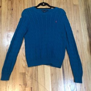 Teal Ralph Lauren cable knit sweater